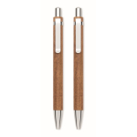 Set d’écriture en bois avec stylo à bille à encre bleue et porte-mines couleur bois sixième vue