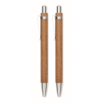Set d’écriture en bois avec stylo à bille à encre bleue et porte-mines couleur bois septième vue