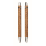 Set d’écriture en bois avec stylo à bille à encre bleue et porte-mines couleur bois huitième vue