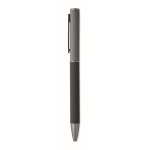 Stylo en aluminium recyclé à mécanisme rotatif et finition caoutchouc couleur noir cinquième vue