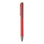 Stylo en aluminium recyclé à mécanisme rotatif et finition caoutchouc couleur rouge cinquième vue