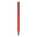 Stylo en aluminium recyclé à mécanisme rotatif et finition caoutchouc couleur rouge sixième vue