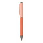 Stylo en aluminium recyclé à mécanisme rotatif et finition caoutchouc couleur orange cinquième vue