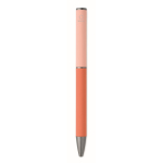 Stylo en aluminium recyclé à mécanisme rotatif et finition caoutchouc couleur orange sixième vue