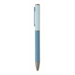 Stylo en aluminium recyclé à mécanisme rotatif et finition caoutchouc couleur turquoise cinquième vue