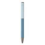 Stylo en aluminium recyclé à mécanisme rotatif et finition caoutchouc couleur turquoise sixième vue