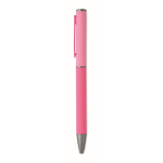 Stylo en aluminium recyclé à mécanisme rotatif et finition caoutchouc couleur fuchsia cinquième vue