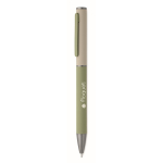 Stylo en aluminium recyclé à mécanisme rotatif et finition caoutchouc couleur vert menthe deuxième vue principale