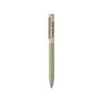 Stylo en aluminium recyclé à mécanisme rotatif et finition caoutchouc couleur vert menthe vue avec zone d'impression