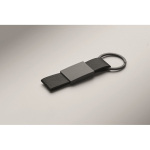 Coffret avec stylo en aluminium recyclé et porte-clés en similicuir couleur noir quatrième vue photographique