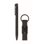 Coffret avec stylo en aluminium recyclé et porte-clés en similicuir couleur noir septième vue