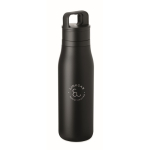 Gourde isotherme en inox recyclé avec anse et ouverture facile 500 ml couleur noir vue principale