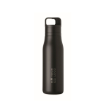 Gourde isotherme en inox recyclé avec anse et ouverture facile 500 ml couleur noir vue avec zone d'impression