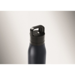 Gourde isotherme en inox recyclé avec anse et ouverture facile 500 ml couleur bleu marine troisième vue photographique