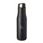 Gourde isotherme en inox recyclé avec anse et ouverture facile 500 ml couleur bleu marine vue principale