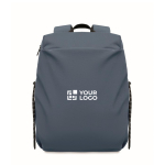 Sac à dos en nylon déperlant compatible avec ordinateur portable 16” couleur noir mat vue avec zone d'impression