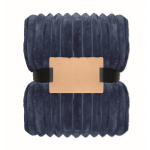 Plaid polaire à rayures avec ruban et carte kraft 450 g/m² couleur bleu deuxième vue