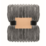 Plaid polaire à rayures avec ruban et carte kraft 450 g/m² couleur gris foncé deuxième vue