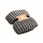 Plaid polaire à rayures avec ruban et carte kraft 450 g/m² couleur gris foncé vue principale