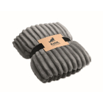 Plaid polaire à rayures avec ruban et carte kraft 450 g/m² couleur gris foncé deuxième vue principale
