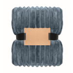 Plaid polaire à rayures avec ruban et carte kraft 450 g/m² couleur noir mat deuxième vue