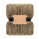 Plaid polaire à rayures avec ruban et carte kraft 450 g/m² couleur kaki deuxième vue