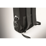 Sac à dos pour ordinateur en RPET 600D avec face avant rigide 15'' couleur noir septième vue photographique