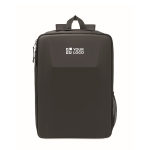 Sac à dos pour ordinateur en RPET 600D avec face avant rigide 15'' couleur noir vue avec zone d'impression