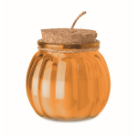 Photophore en verre avec couvercle en liège et bougie parfum vanille couleur orange deuxième vue