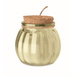 Photophore en verre avec couvercle en liège et bougie parfum vanille couleur beige