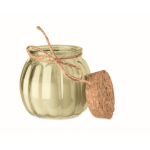 Photophore en verre avec couvercle en liège et bougie parfum vanille couleur beige troisième vue