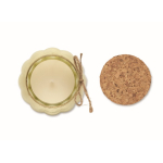 Photophore en verre avec couvercle en liège et bougie parfum vanille couleur beige cinquième vue