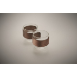 Set de 2 tasses à café en verre avec bande en bois de noyer 120 ml couleur bois troisième vue photographique