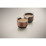Set de 2 tasses à café en verre avec bande en bois de noyer 120 ml couleur bois quatrième vue photographique