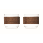 Set de 2 tasses à café en verre avec bande en bois de noyer 120 ml couleur bois cinquième vue