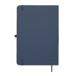 Set de carnet A5 en PU avec stylo bleu et pages lignées couleur bleu cinquième vue