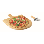 Planche à pizza en bambou avec roulette à pizza en inox incluse couleur bois deuxième vue