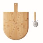 Planche à pizza en bambou avec roulette à pizza en inox incluse couleur bois sixième vue