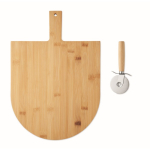 Planche à pizza en bambou avec roulette à pizza en inox incluse couleur bois septième vue