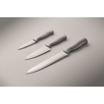 Set de 3 couteaux de cuisine en inox pour un usage quotidien couleur argenté quatrième vue photographique