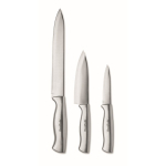 Set de 3 couteaux de cuisine en inox pour un usage quotidien couleur argenté vue principale