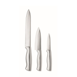 Set de 3 couteaux de cuisine en inox pour un usage quotidien couleur argenté vue avec zone d'impression
