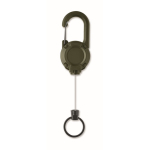 Porte-badge en plastique résistant avec mousqueton et câble de 60 cm couleur vert militaire troisième vue