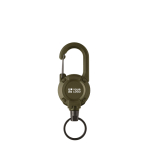Porte-badge en plastique résistant avec mousqueton et câble de 60 cm couleur vert militaire vue avec zone d'impression