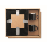 Set cadeau avec couverture polaire et deux tasses émaillées de 350 ml couleur noir deuxième vue