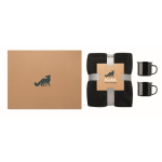 Set cadeau avec couverture polaire et deux tasses émaillées de 350 ml couleur noir troisième vue principale
