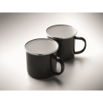 Set cadeau avec couverture polaire et deux tasses émaillées de 350 ml couleur noir quatrième vue photographique