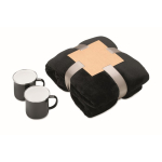 Set cadeau avec couverture polaire et deux tasses émaillées de 350 ml couleur noir neuvième vue