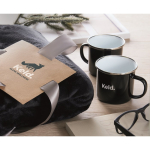 Set cadeau avec couverture polaire et deux tasses émaillées de 350 ml couleur noir troisième vue principale