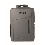 Sac à dos en RPET avec revêtement PU pour ordinateur jusqu’à 15'' couleur gris foncé vue avec zone d'impression